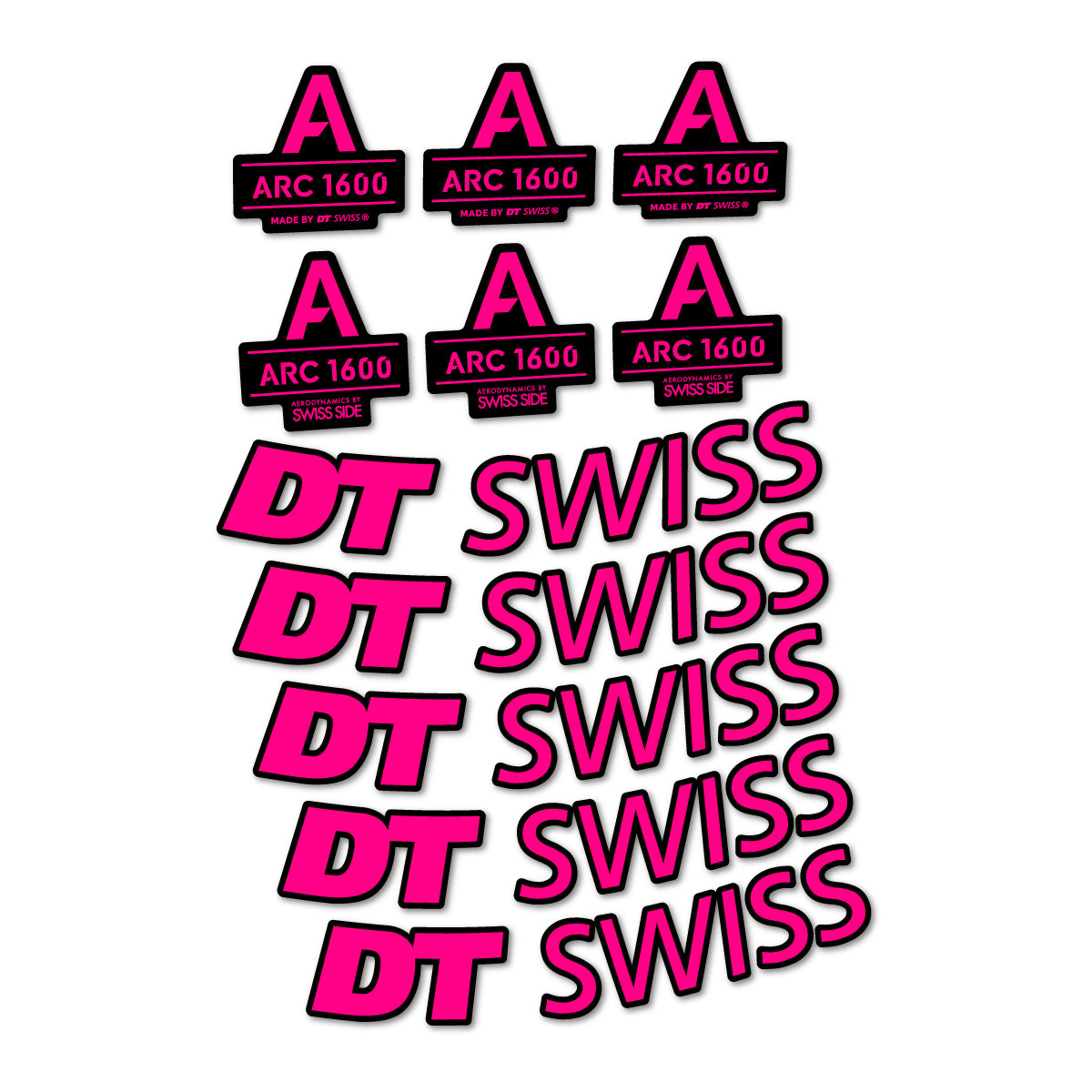 Stickers for DT Swiss ARC 1600, Road Wheel 50 mm vinyl decals - Fuchsia