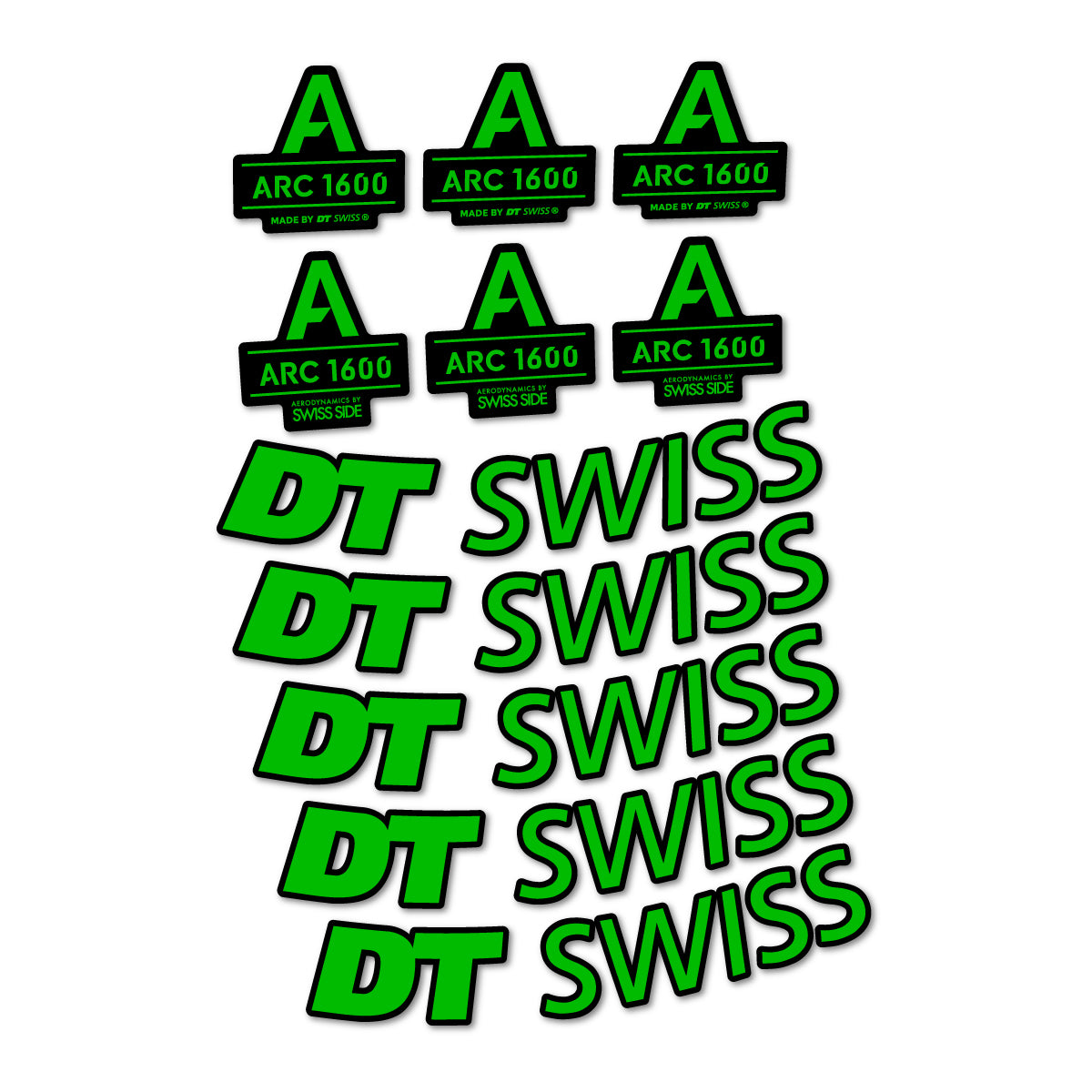 Stickers for DT Swiss ARC 1600, Road Wheel 50 mm vinyl decals - Grass Green