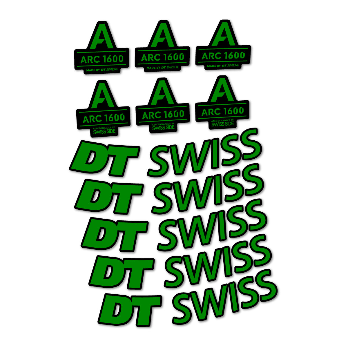 Stickers for DT Swiss ARC 1600, Road Wheel 50 mm vinyl decals - Medium Green