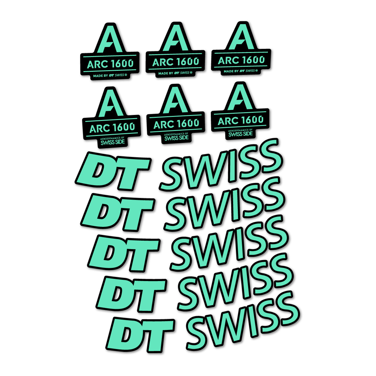Stickers for DT Swiss ARC 1600, Road Wheel 50 mm vinyl decals - Mint