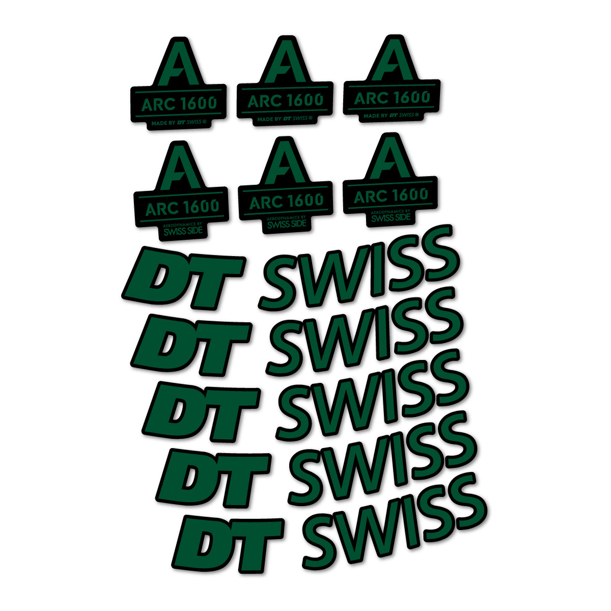 Stickers for DT Swiss ARC 1600, Road Wheel 50 mm vinyl decals - Dark Green