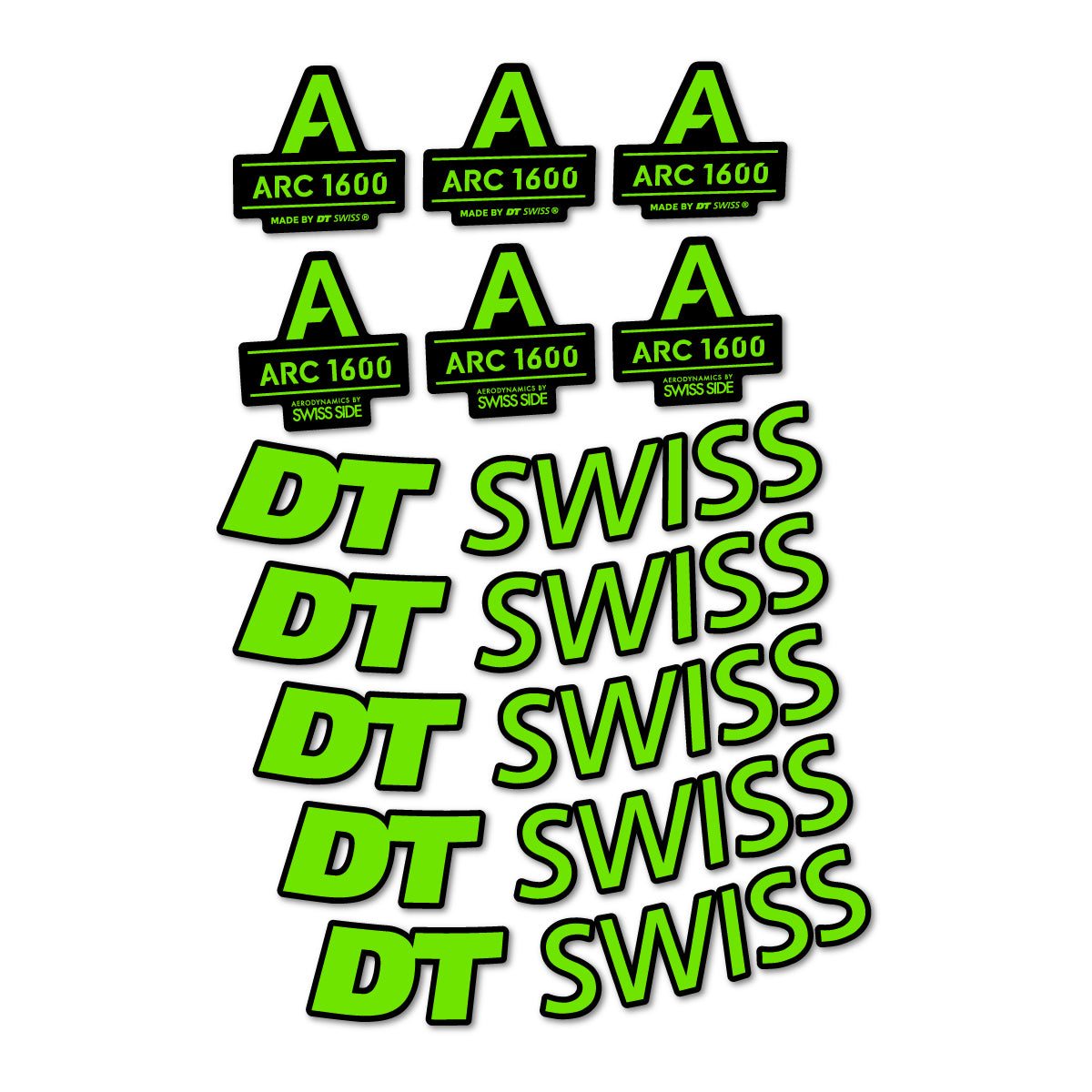 Stickers for DT Swiss ARC 1600, Road Wheel 50 mm vinyl decals - Apple Green