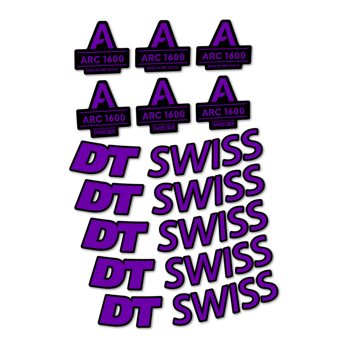 Stickers for DT Swiss ARC 1600, Road Wheel 50 mm vinyl decals - Violet