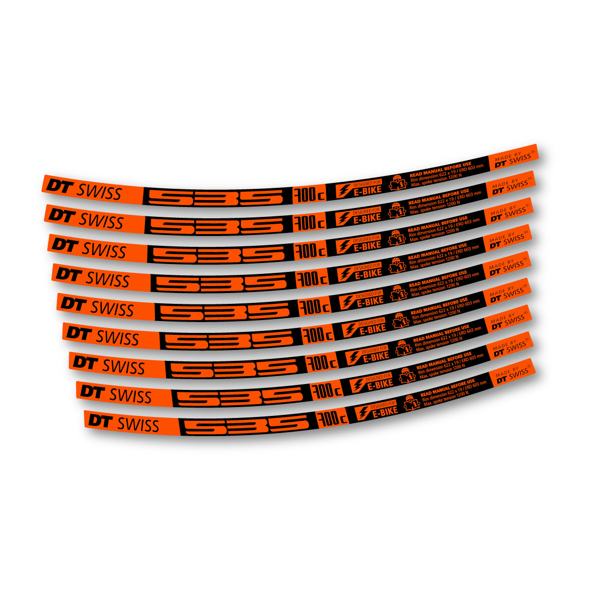 Vinyl decals for DT Swiss 535 2014-2026 Rims - Orange