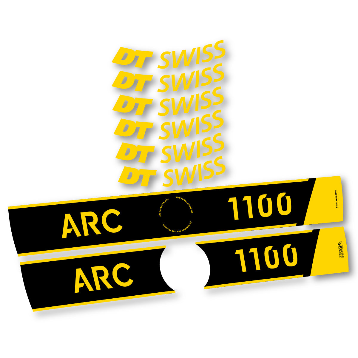 Vinyl Decals for DT Swiss ARC 1100 Disc 2025-2026 Road Wheel 50mm - Banana Yellow