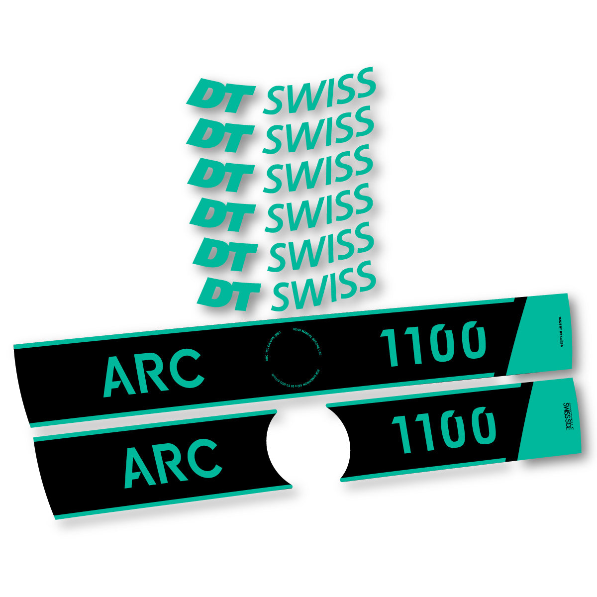 Vinyl Decals for DT Swiss ARC 1100 Disc 2025-2026 Road Wheel 50mm - Green Turquoise