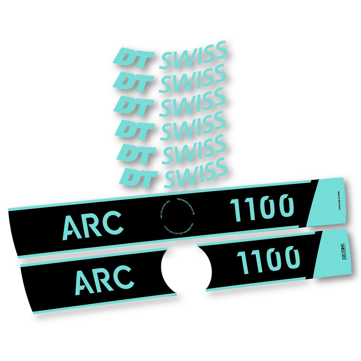 Vinyl Decals for DT Swiss ARC 1100 Disc 2025-2026 Road Wheel 50mm - Blue Green