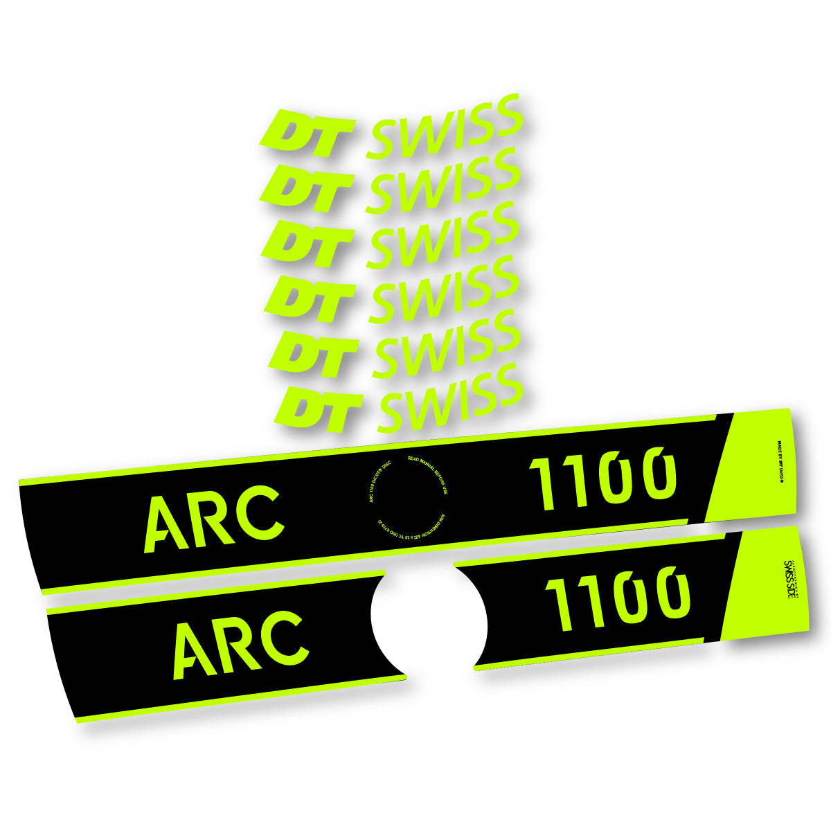 Vinyl Decals for DT Swiss ARC 1100 Disc 2025-2026 Road Wheel 50mm - Lime Neon