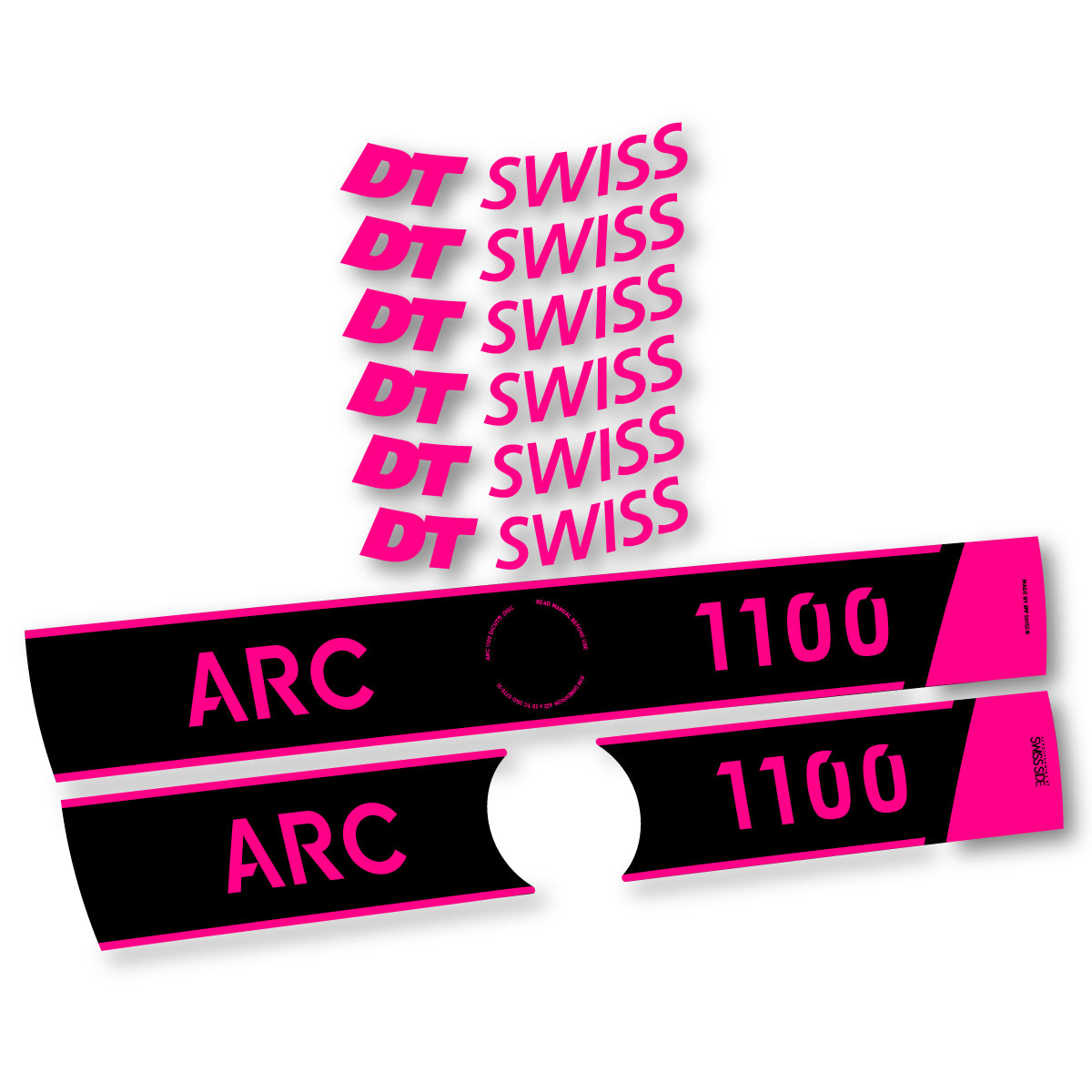 Vinyl Decals for DT Swiss ARC 1100 Disc 2025-2026 Road Wheel 50mm - Neon Pink