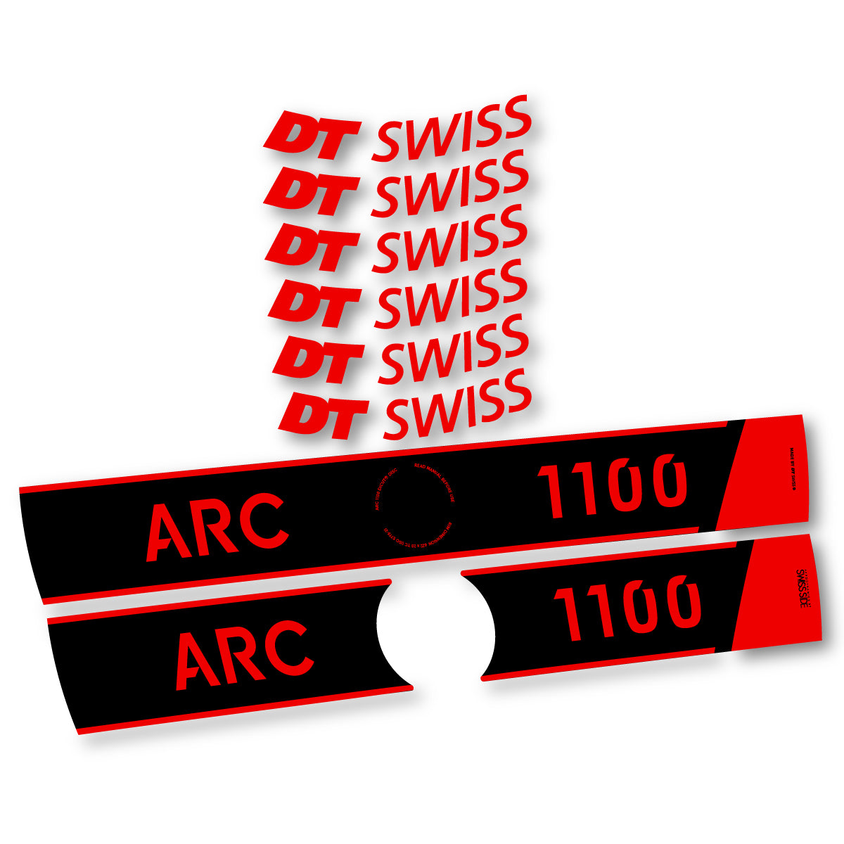 Vinyl Decals for DT Swiss ARC 1100 Disc 2025-2026 Road Wheel 50mm - Red