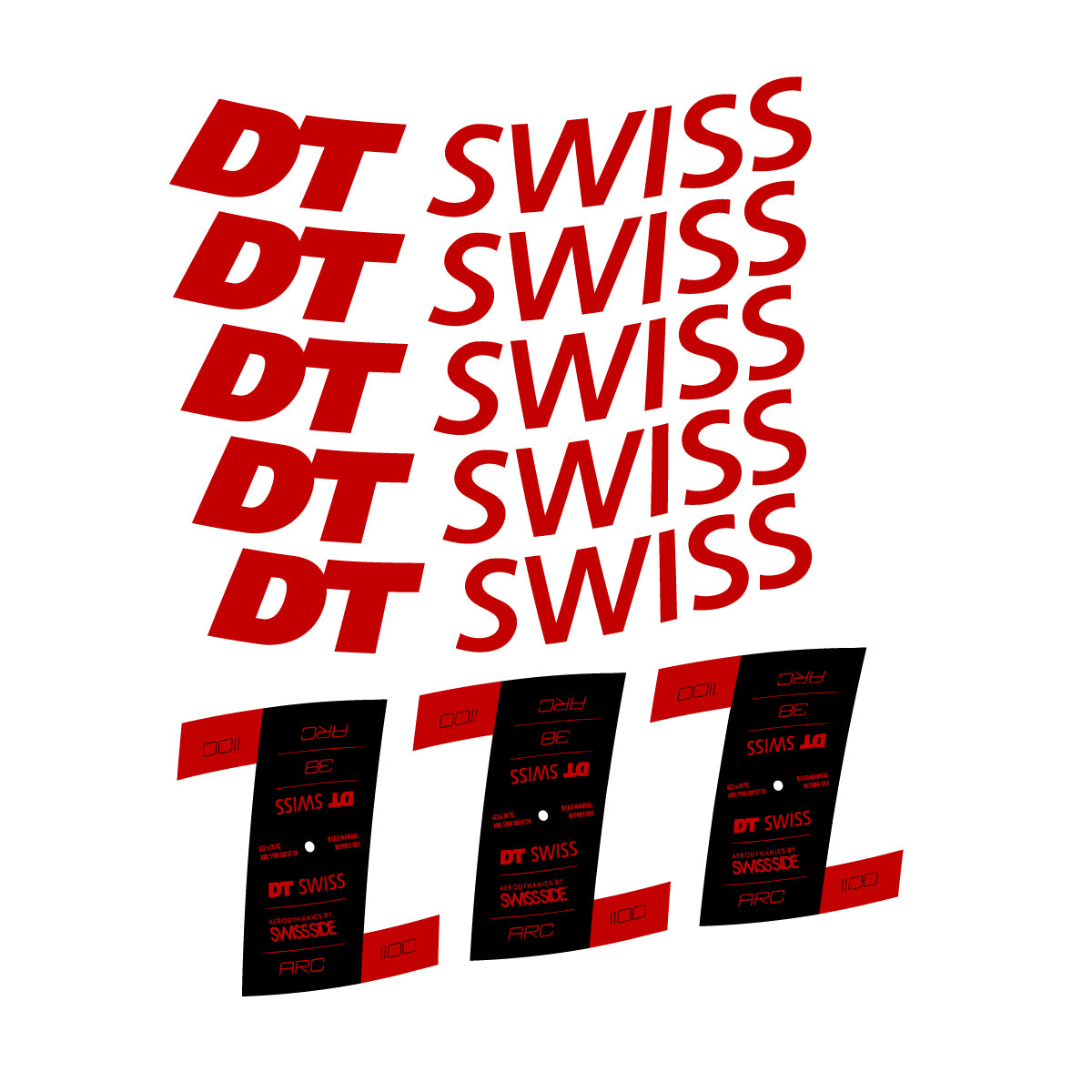 Vinyl decals for DT Swiss ARC 1100 38mm 2022-2025 Rims - Medium Red