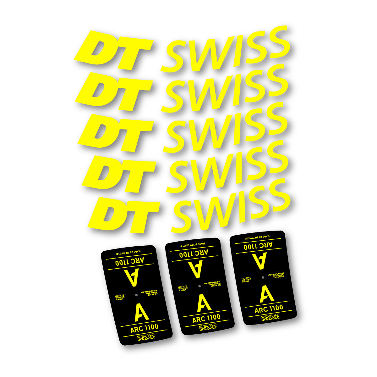 Vinyl decals for DT Swiss ARC 1100 38mm 2025-2026 Rims - Lemon Yellow