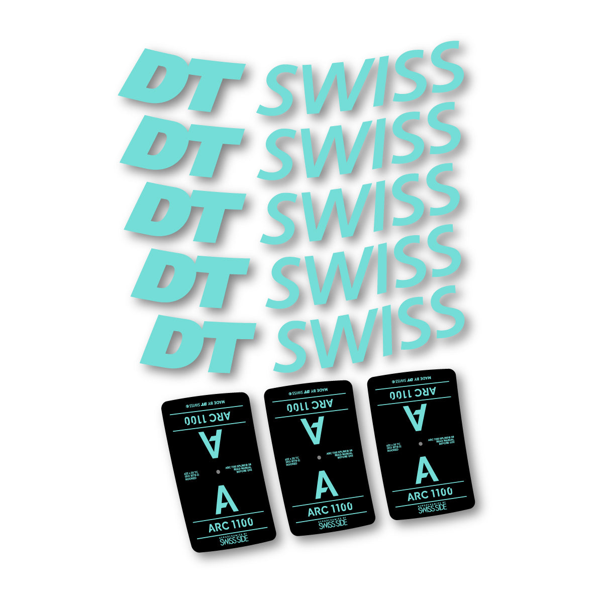 Vinyl decals for DT Swiss ARC 1100 38mm 2025-2026 Rims - Blue Green