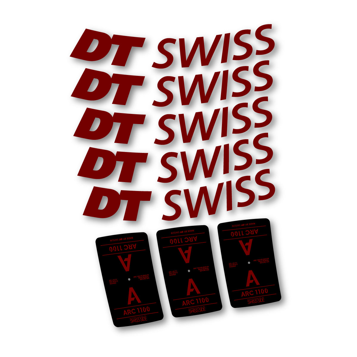 Vinyl decals for DT Swiss ARC 1100 38mm 2025-2026 Rims - Very Dark Red