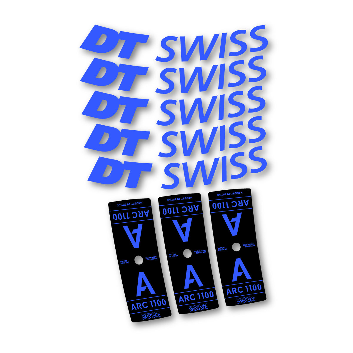 Vinyl decals for DT Swiss ARC 1100 65mm 2025-2026 Rims - Medium Blue