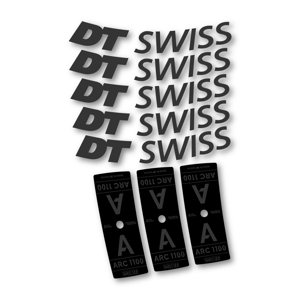 Vinyl decals for DT Swiss ARC 1100 65mm 2025-2026 Rims - Very Dark Grey