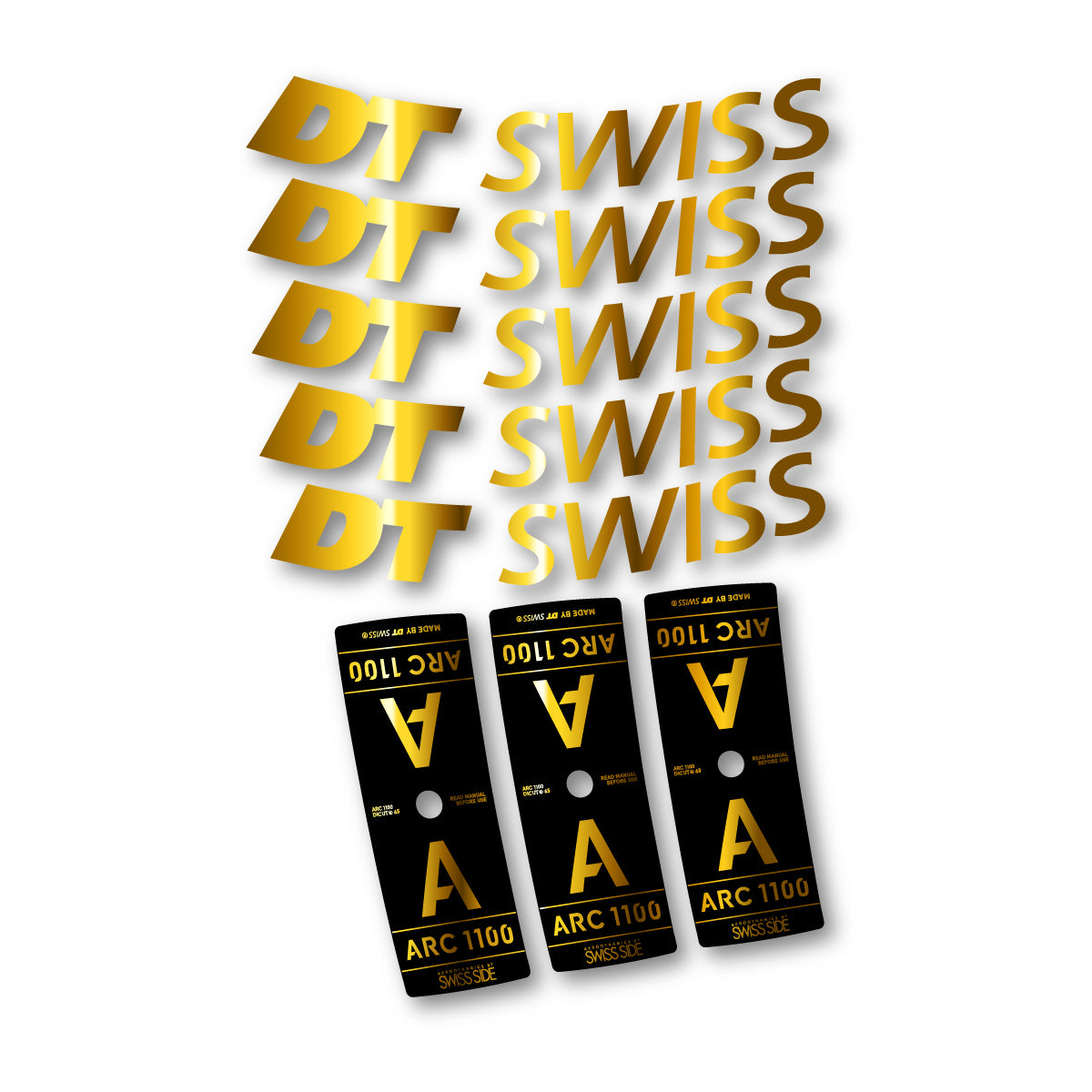 Vinyl decals for DT Swiss ARC 1100 65mm 2025-2026 Rims - Chrome Gold