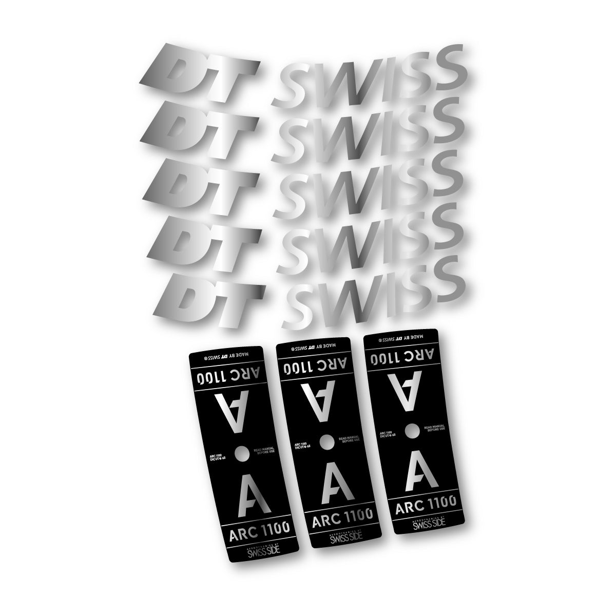 Vinyl decals for DT Swiss ARC 1100 65mm 2025-2026 Rims - Chrome Silver