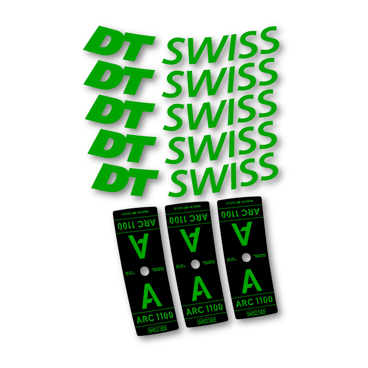 Vinyl decals for DT Swiss ARC 1100 65mm 2025-2026 Rims - Green