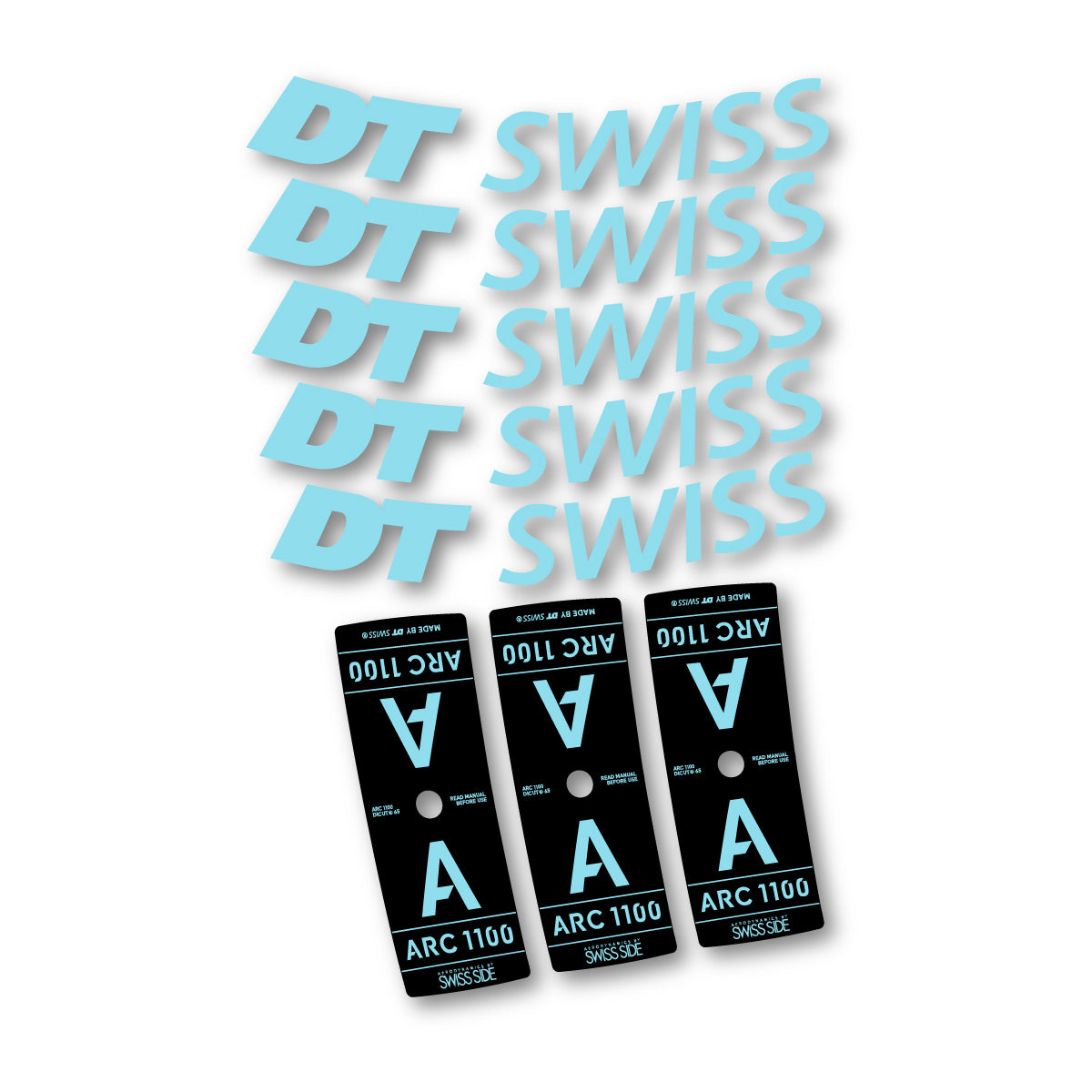 Vinyl decals for DT Swiss ARC 1100 65mm 2025-2026 Rims - Sky Blue