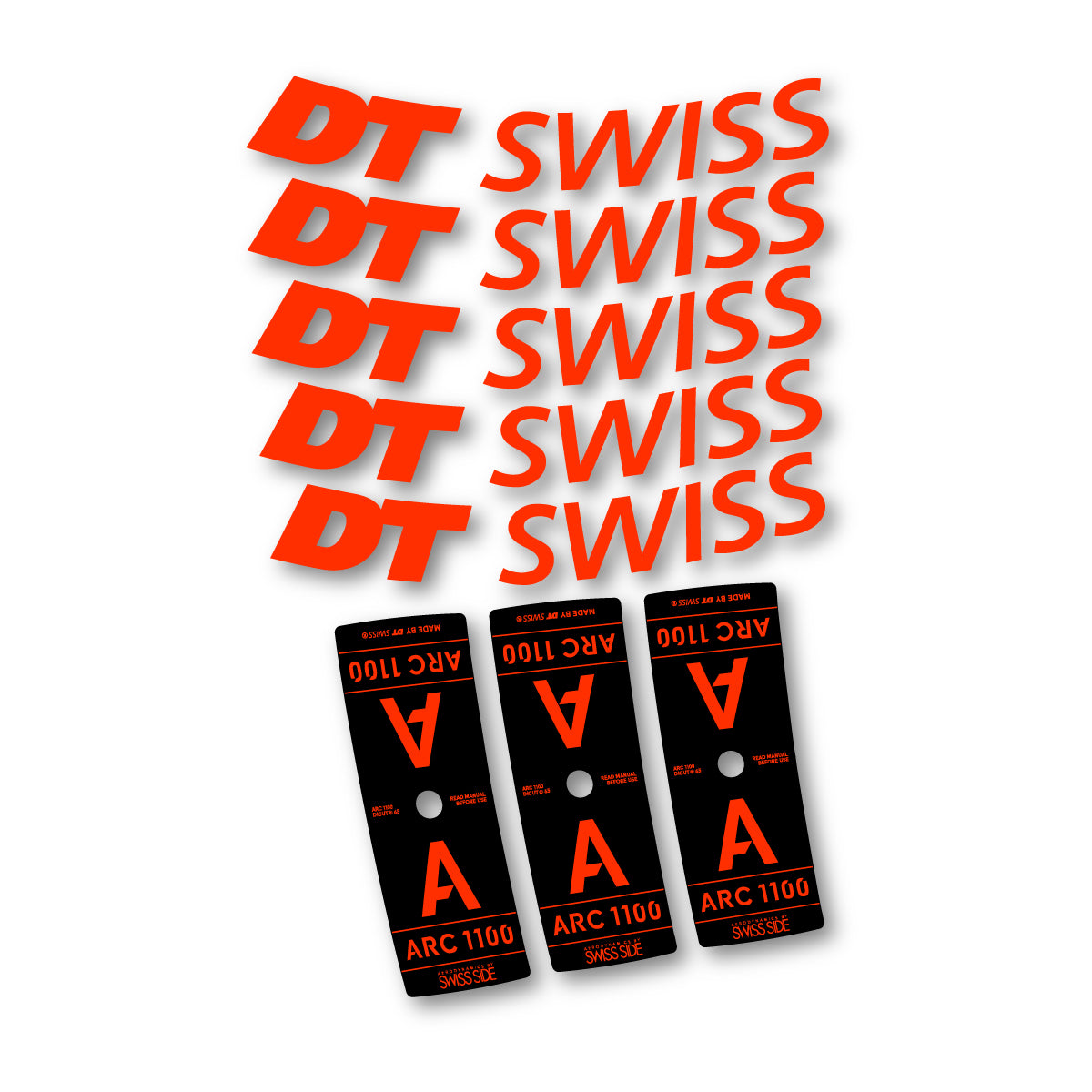 Vinyl decals for DT Swiss ARC 1100 65mm 2025-2026 Rims - Luminous Orange