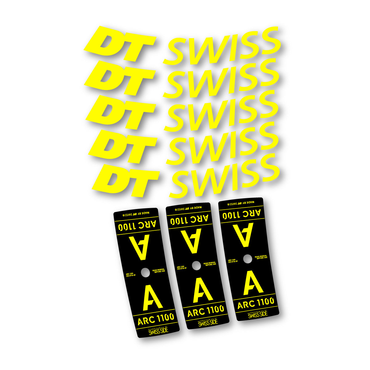 Vinyl decals for DT Swiss ARC 1100 65mm 2025-2026 Rims - Lemon Yellow