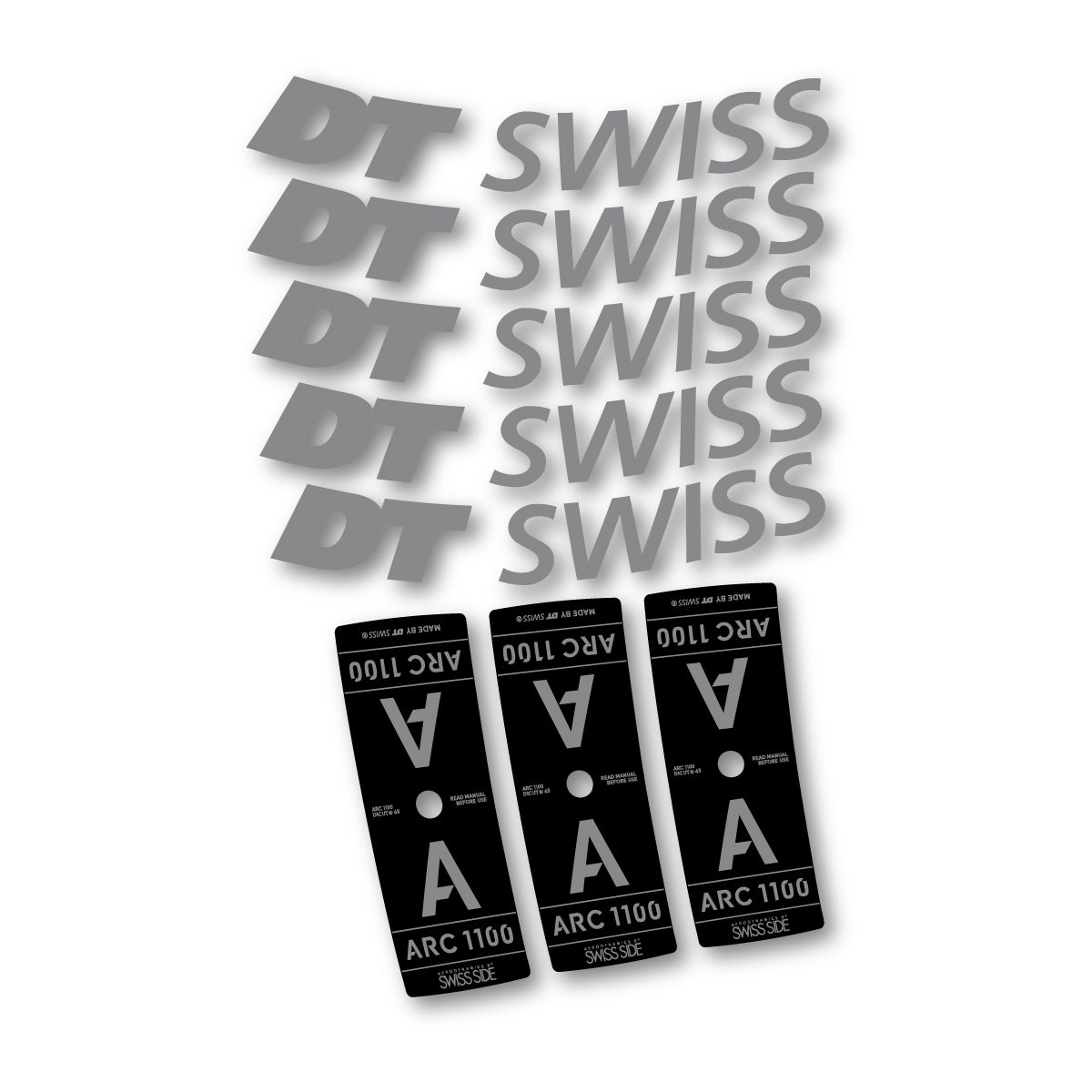 Vinyl decals for DT Swiss ARC 1100 65mm 2025-2026 Rims - Traffic Grey
