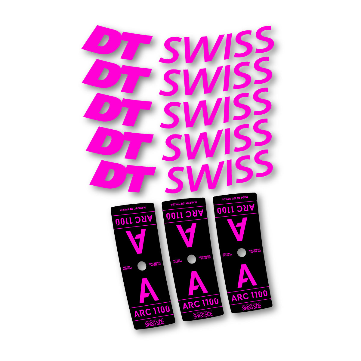 Vinyl decals for DT Swiss ARC 1100 65mm 2025-2026 Rims - Fuchsia Neon