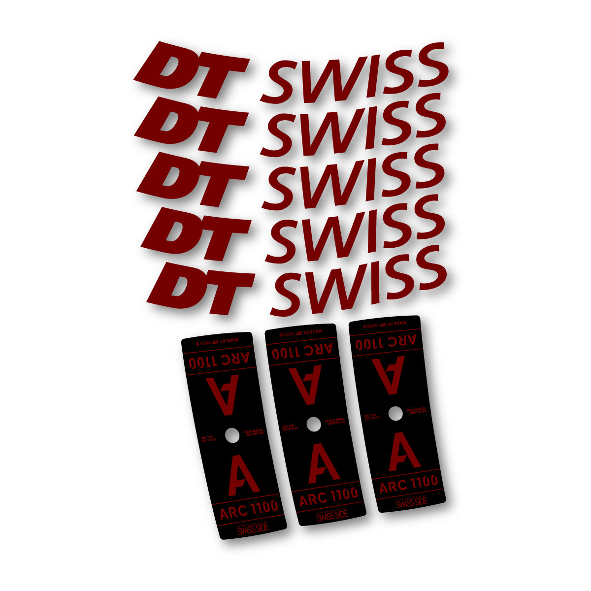 Vinyl decals for DT Swiss ARC 1100 65mm 2025-2026 Rims - Very Dark Red