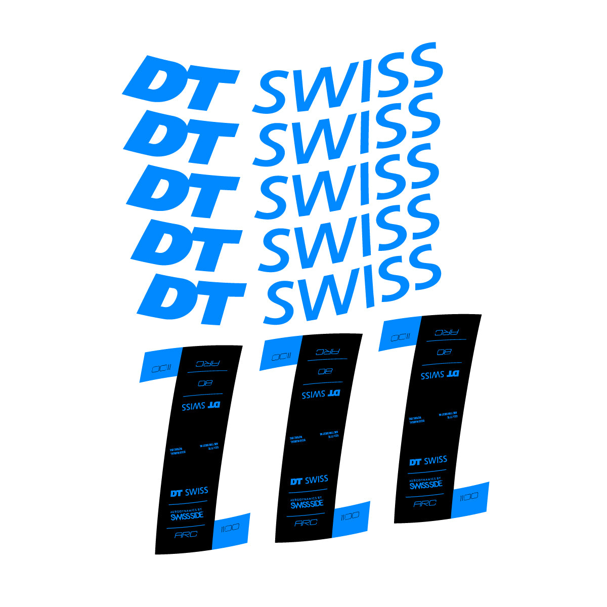 Vinyl decals for DT Swiss ARC 1100 80mm 2020-2026 Rims - Luminous Cyan