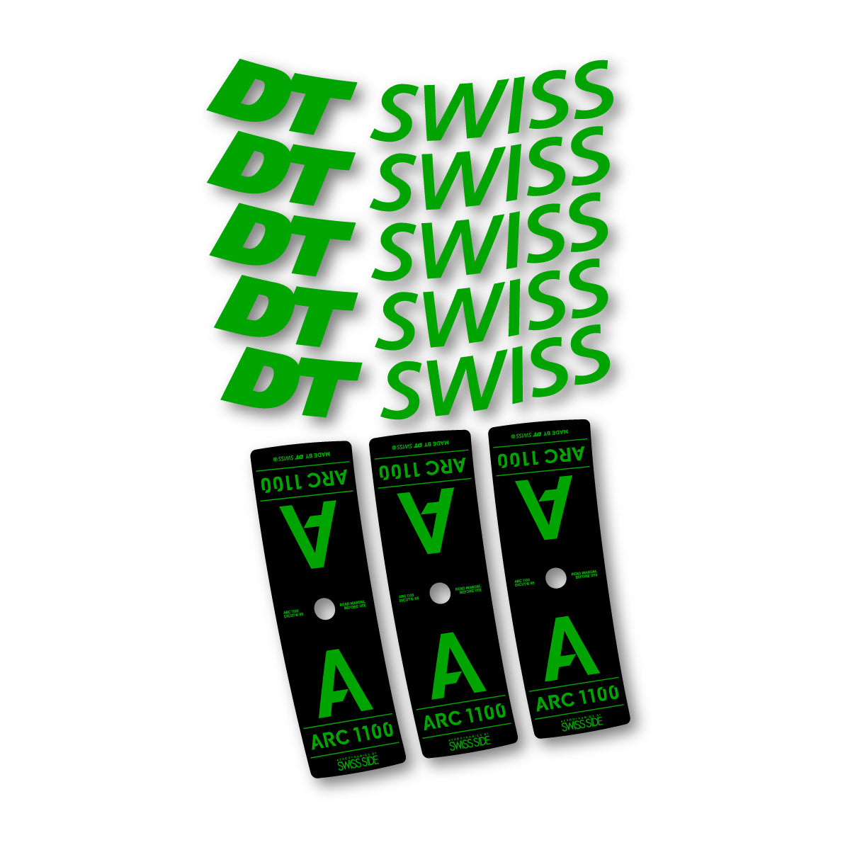 Vinyl decals for DT Swiss ARC 1100 85mm 2025-2026 Rims - Green