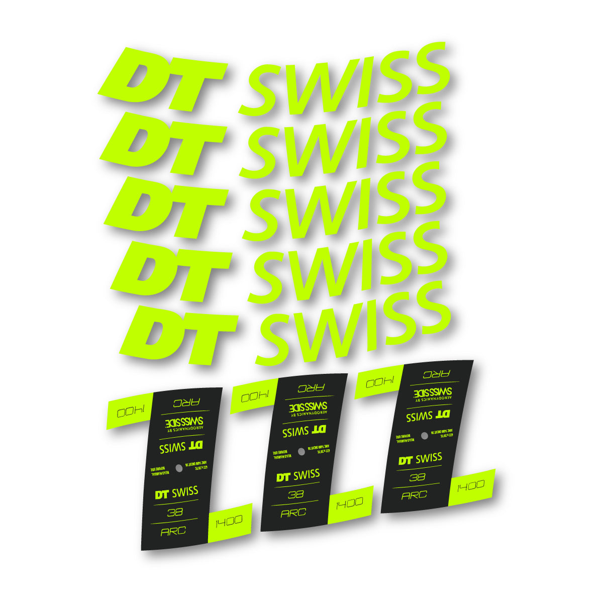Vinyl decals for DT Swiss ARC 1400 38mm 2022-2025 Rims - Lime Neon