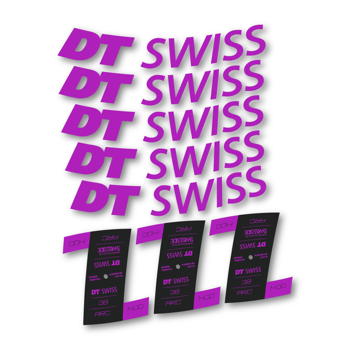 Vinyl decals for DT Swiss ARC 1400 38mm 2022-2025 Rims - Violet Pink
