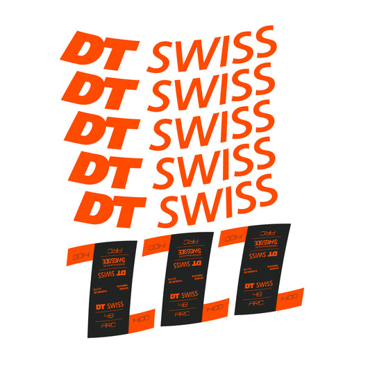 Vinyl decals for DT Swiss ARC 1400 48mm 2020-2026 Rims - Orange Neon