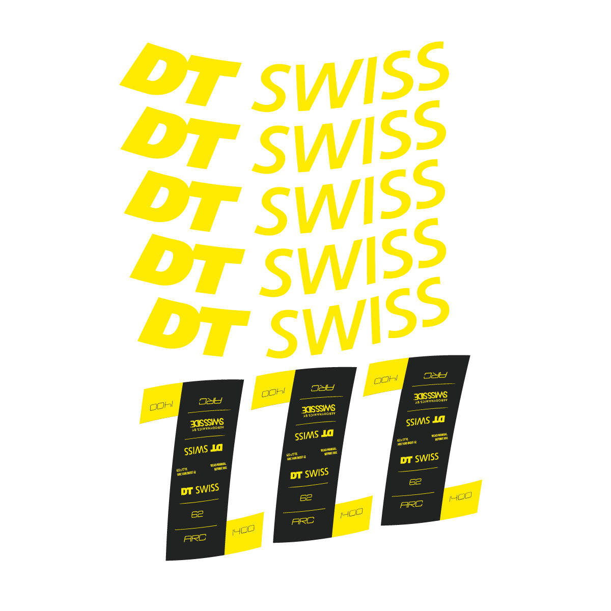 Vinyl decals for DT Swiss ARC 1400 62mm 2020-2026 Rims - Yellow