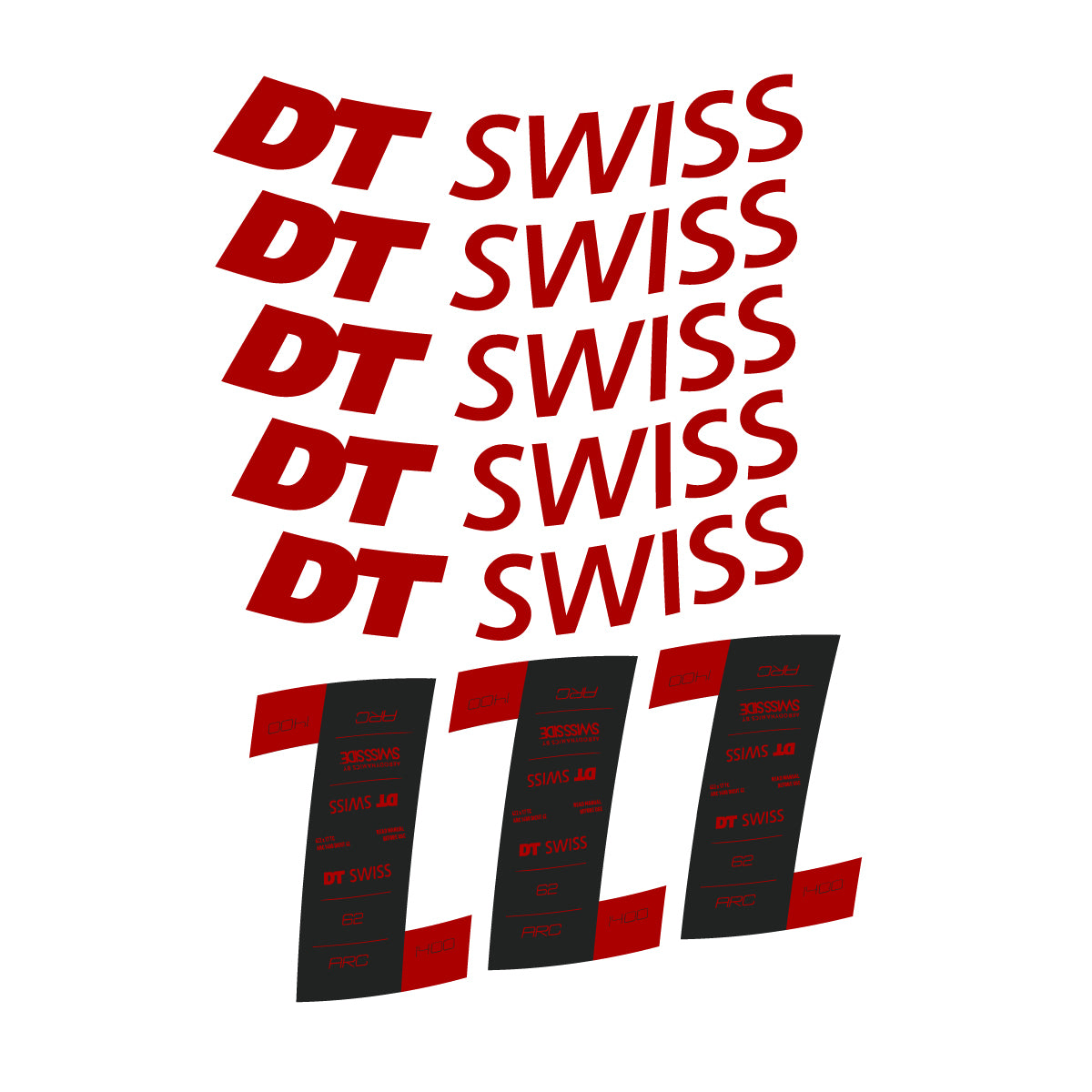 Vinyl decals for DT Swiss ARC 1400 62mm 2020-2026 Rims - Dark Red