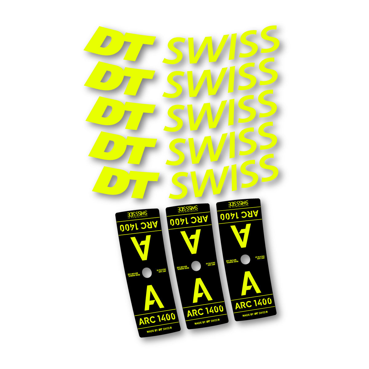 Vinyl decals for DT Swiss ARC 1400 65mm 2025-2026 Rims - Neon Yellow