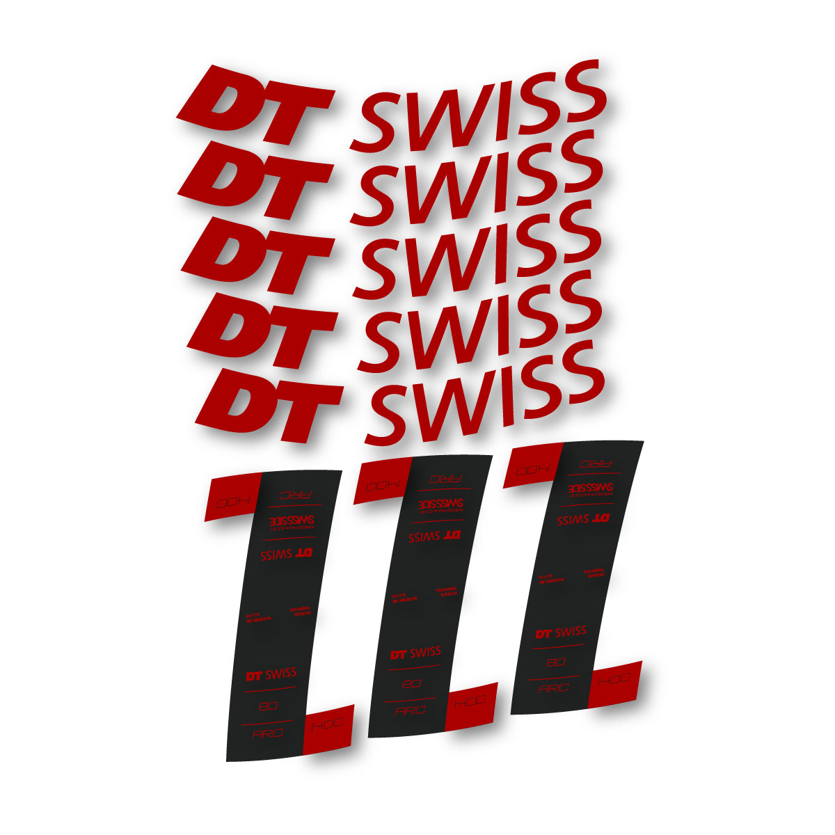 Vinyl decals for DT Swiss ARC 1400 80mm 2020-2026 Rims - Dark Red