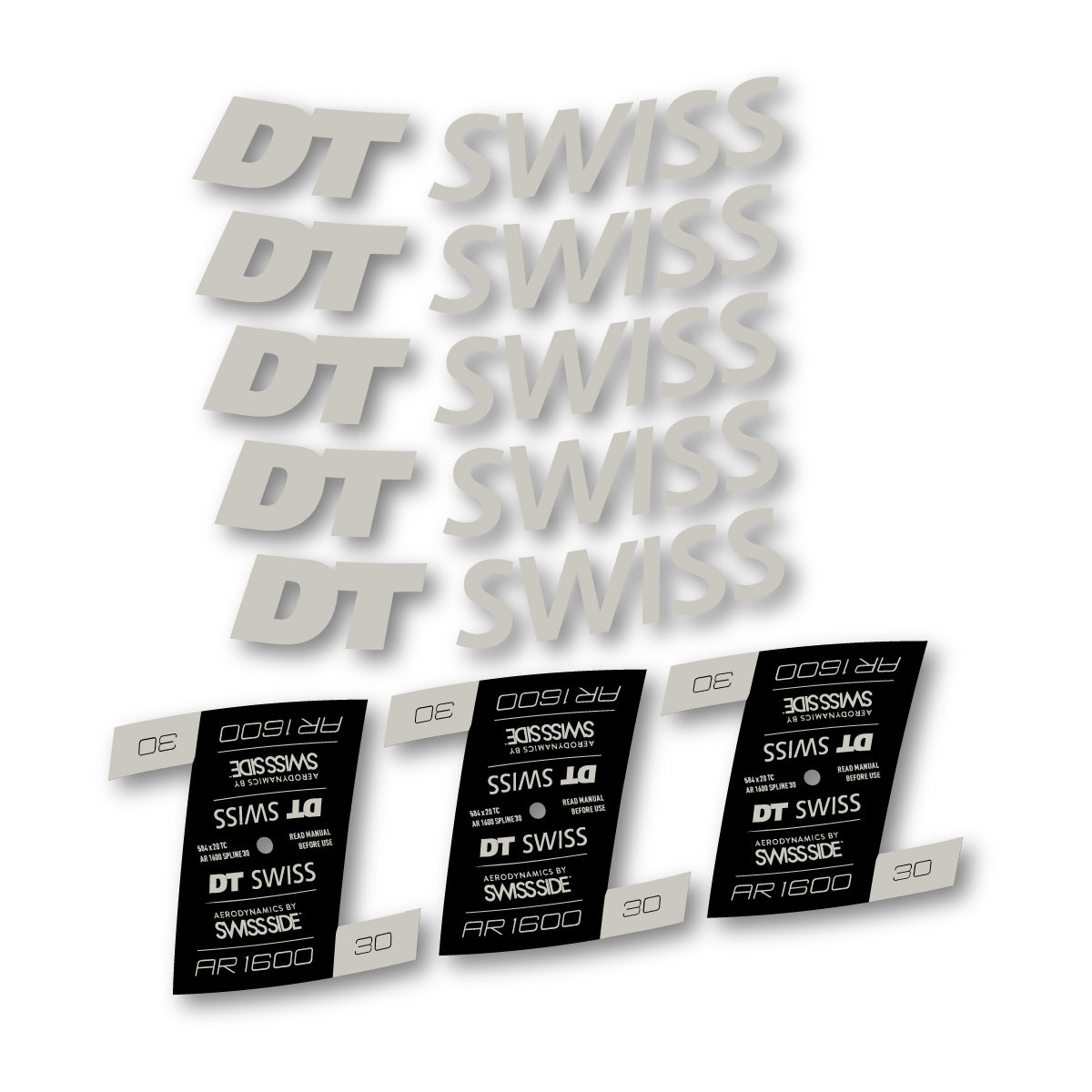 Vinyl decals for DT Swiss AR 1600 30mm 2022-2026 Rims - Light Grey