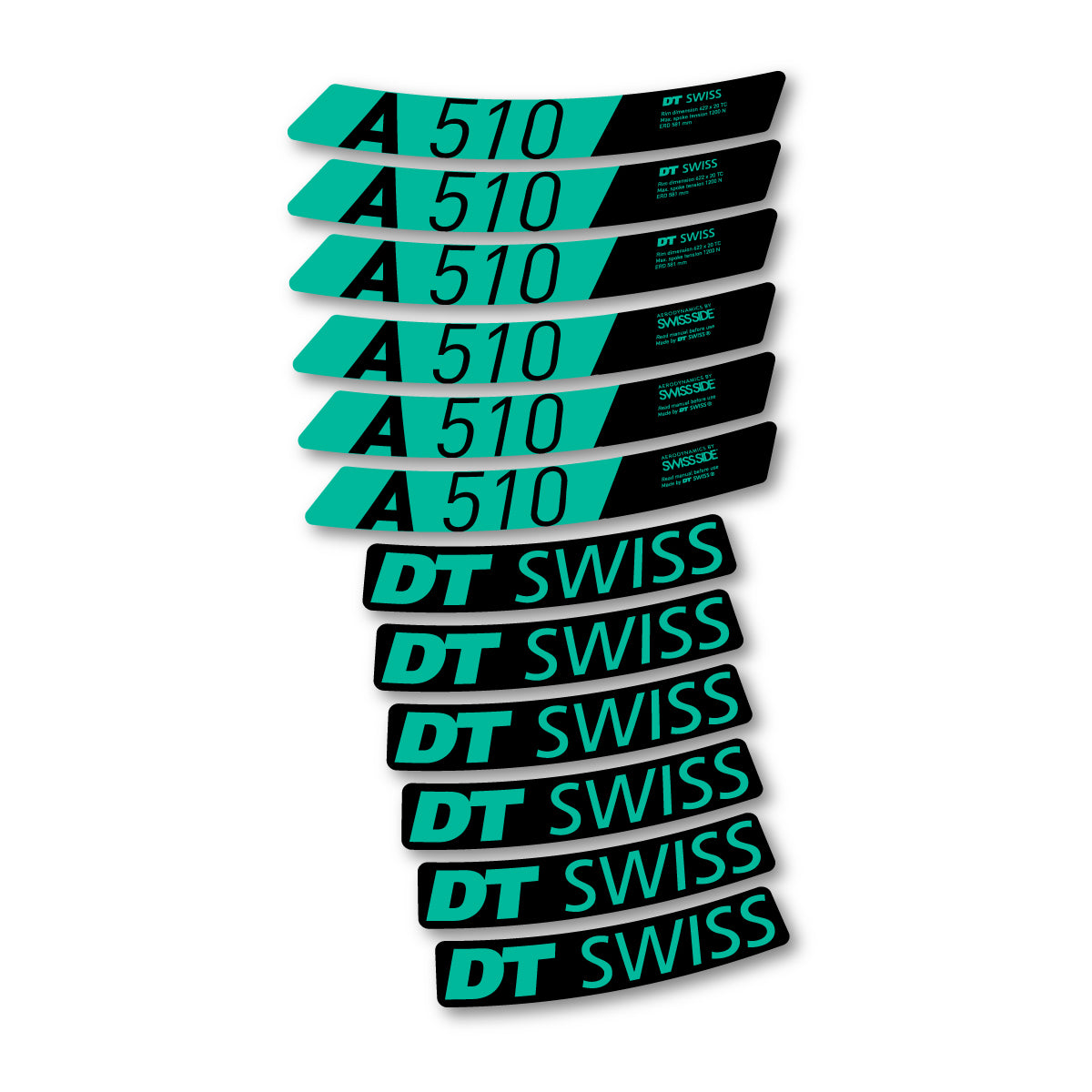 Vinyl decals for DT Swiss A 510 2024-2026 Rims - Green Turquoise