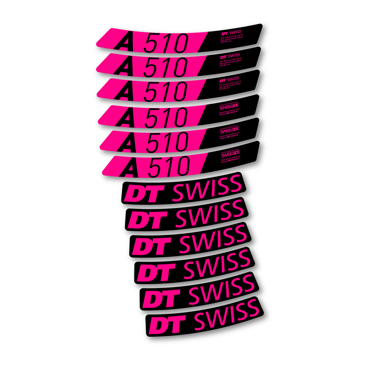 Vinyl decals for DT Swiss A 510 2024-2026 Rims - Neon Pink
