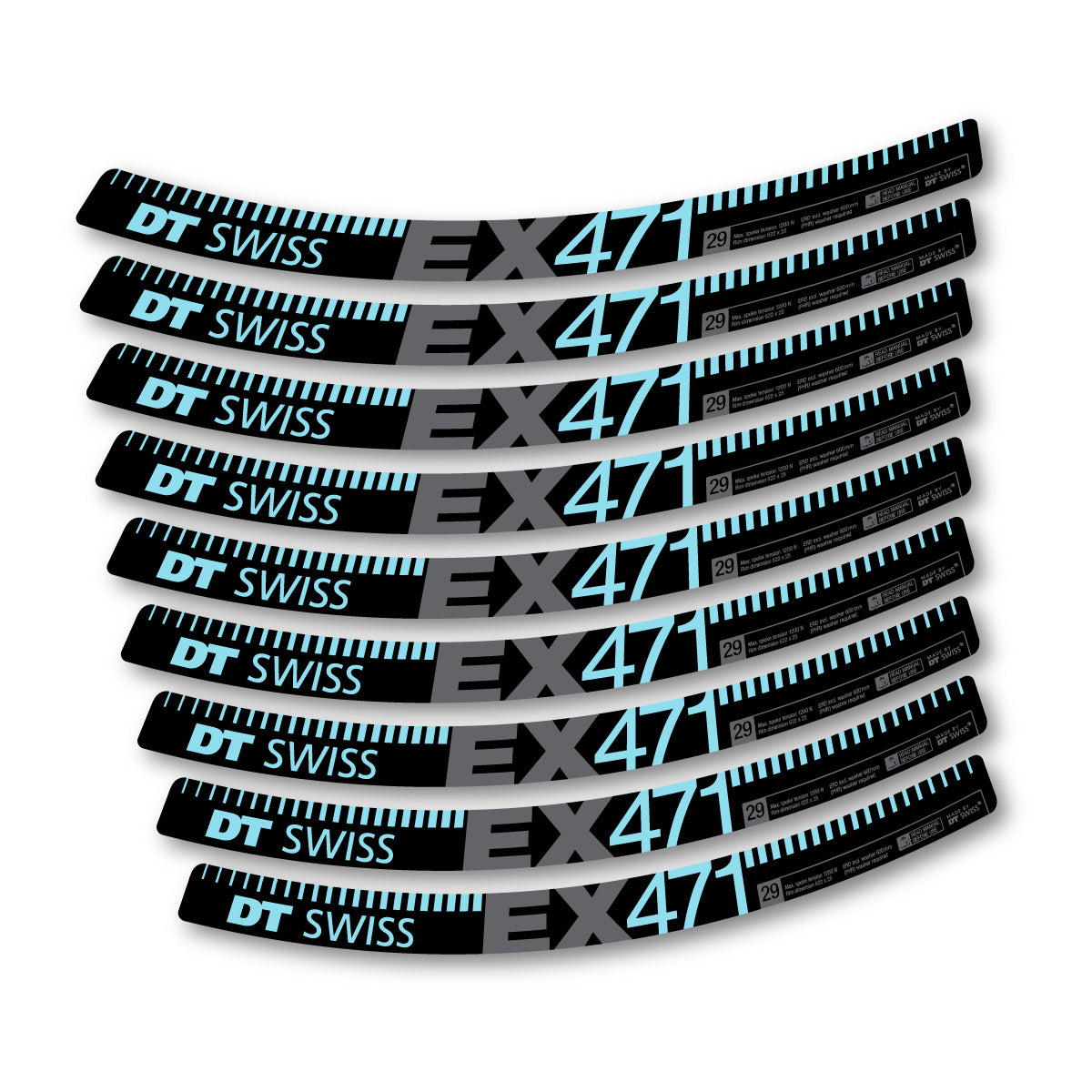 Vinyl decals for DT Swiss EX 471 2015-2026 Rims - Sky Blue