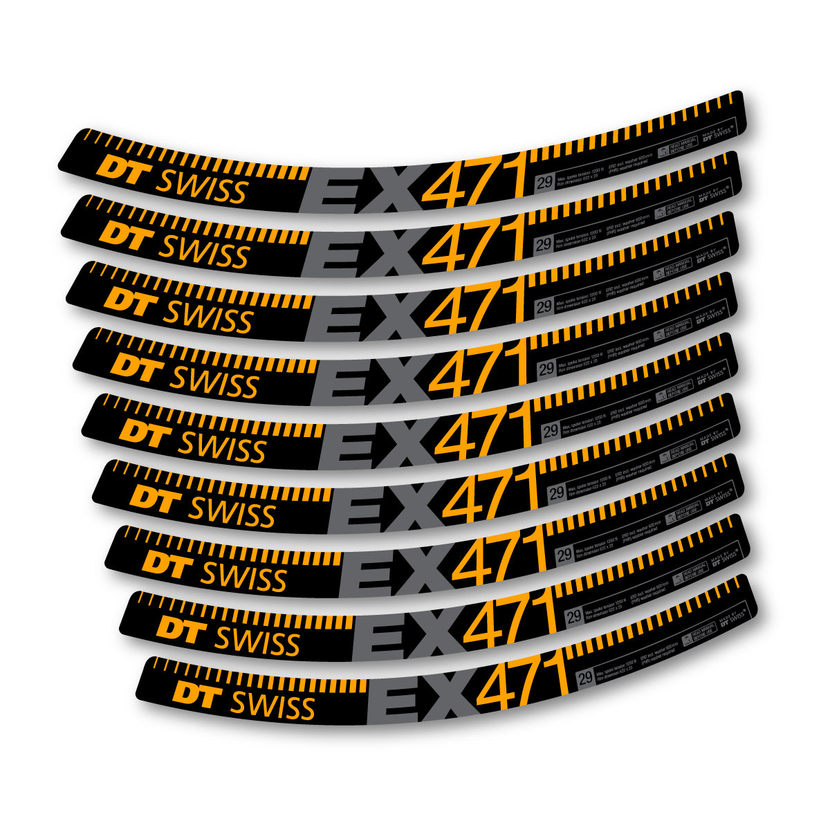 Vinyl decals for DT Swiss EX 471 2015-2026 Rims - Orange Yellow