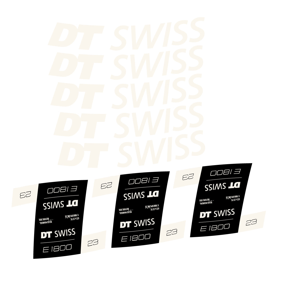 Vinyl decals for DT Swiss E 1800 23mm 2021-2026 Rims - Bone White