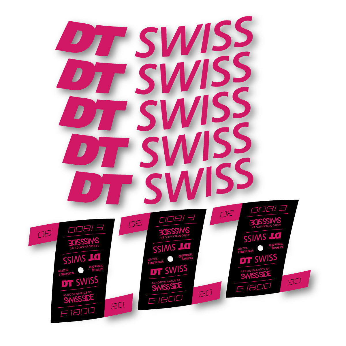 Vinyl decals for DT Swiss E 1800 30mm 2021-2026 Rims - Dark Pink