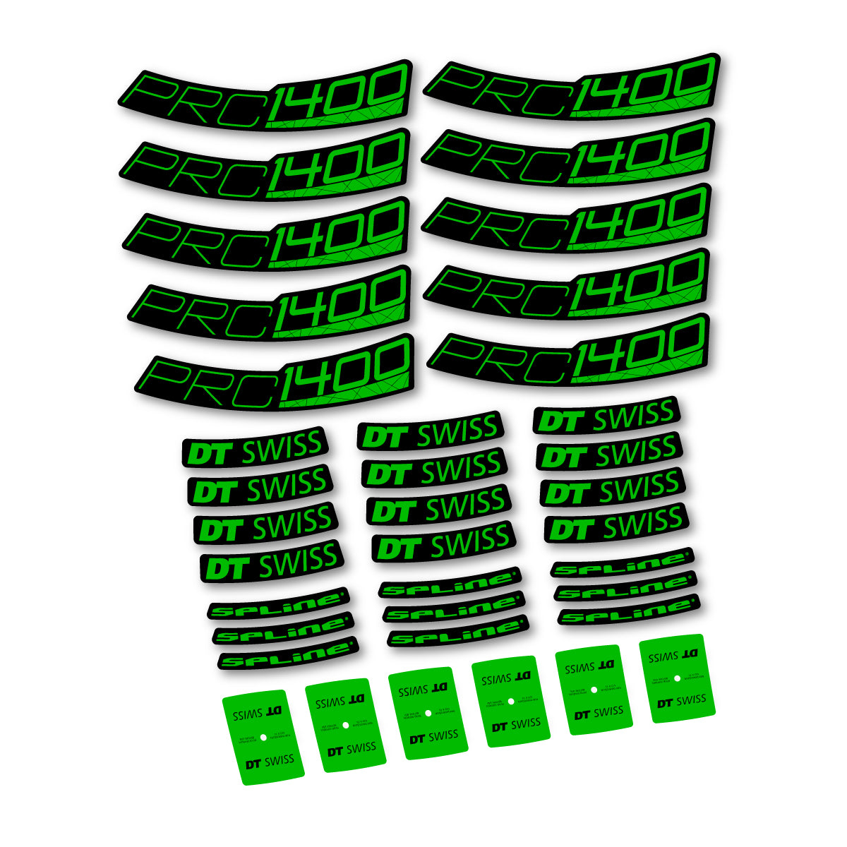 Vinyl Decals for DT Swiss PRC 1400 Spline 35 2026 Road Wheel 35mm - Grass Green
