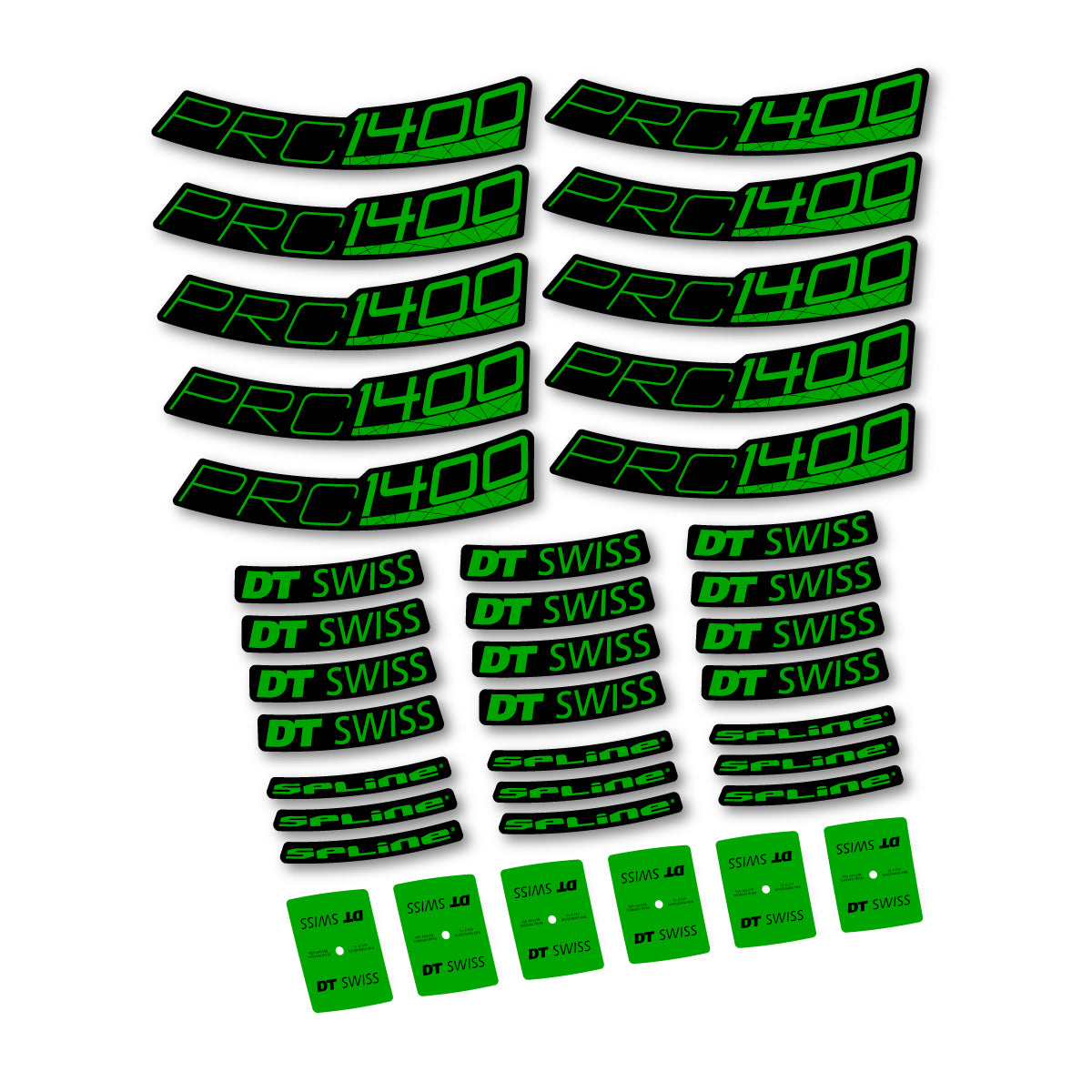 Vinyl Decals for DT Swiss PRC 1400 Spline 35 2026 Road Wheel 35mm - Green