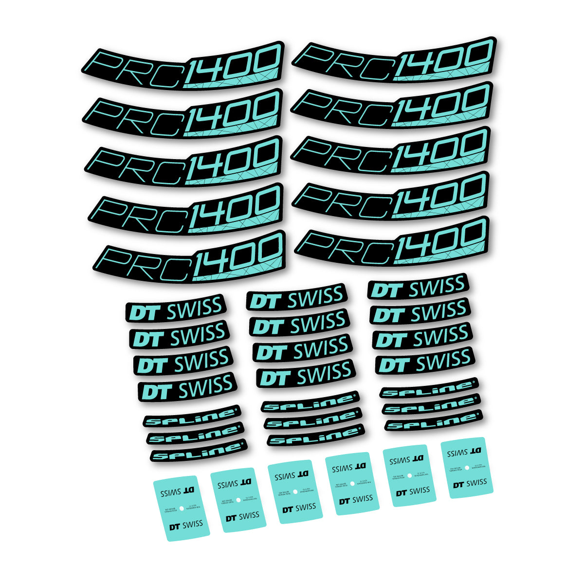 Vinyl Decals for DT Swiss PRC 1400 Spline 35 2026 Road Wheel 35mm - Blue Green