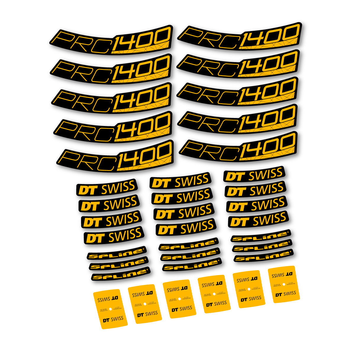 Vinyl Decals for DT Swiss PRC 1400 Spline 35 2026 Road Wheel 35mm - Medium Yellow
