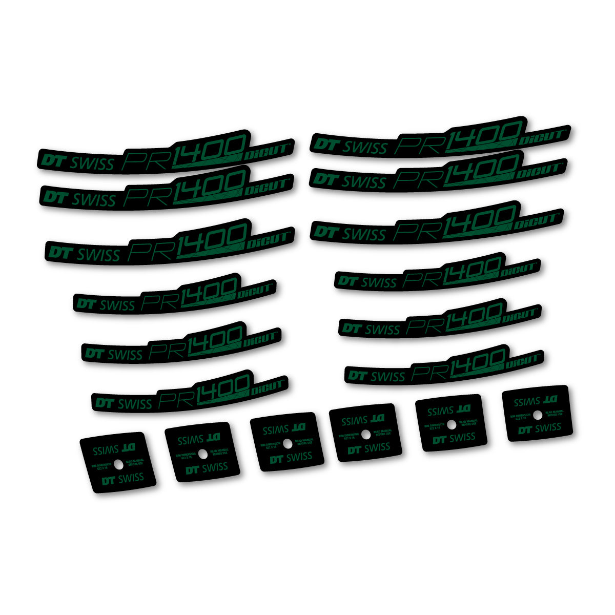 Vinyl Decals for DT Swiss PR 1400 21 2018-2026 Road Wheel 21mm - Dark Green
